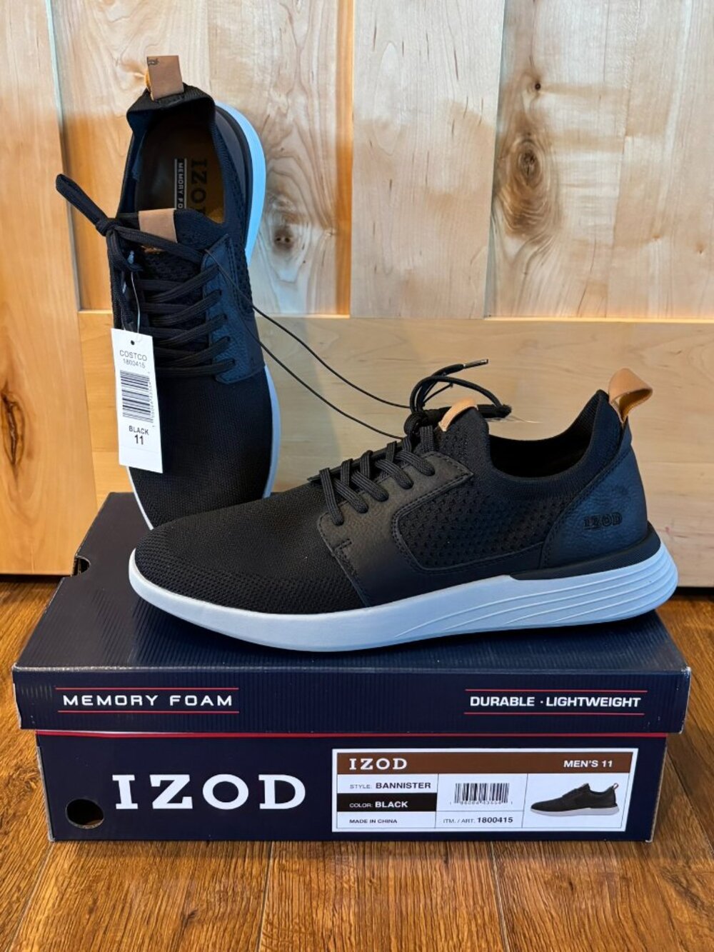 New in Box Izod Bannister Men's Shoes Size 11 Black Memory Foam Comfort